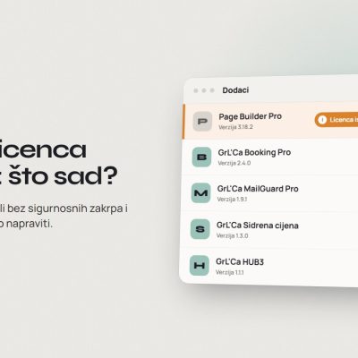 Popis WordPress dodataka – premium dodatak s isteklom licencom bez ažuriranja, GrL'Ca dodaci ažurirani